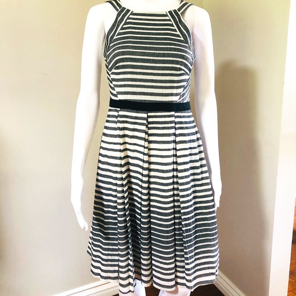 Eva Franco Black and White Striped Dress